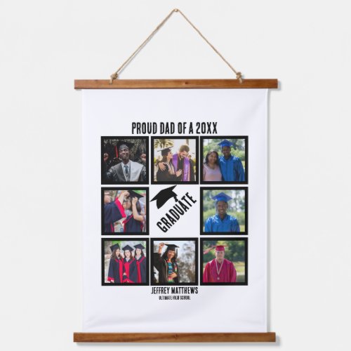 Custom Proud Dad of Year Graduation Photo Collage  Hanging Tapestry