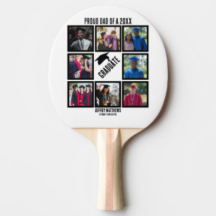 Custom Proud Dad of Year Graduation Photo Collage  Ping Pong Paddle