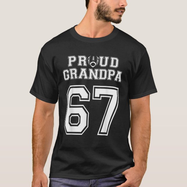 Custom Proud Football Grandpa Number 67 Personaliz T-Shirt (Front)