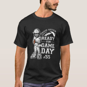 Custom Proud Football Sister Number 55 Personalize T-Shirt