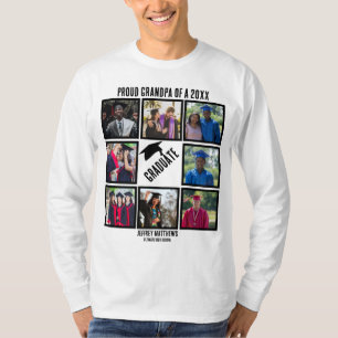 Custom Proud Grandpa Graduation Photo Collage T-Shirt
