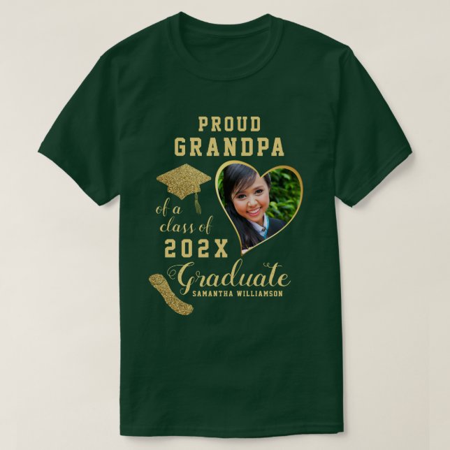Custom Proud Grandpa of a Class of 2025 Graduate T-Shirt (Design Front)