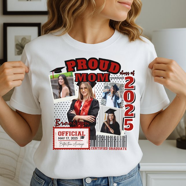 Custom Proud Mom of Class of 2025 Graduate Photo Tri-Blend Shirt (Creator Uploaded)