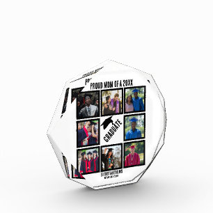 Custom Proud Mom of Year Graduation Photo Collage Block