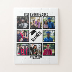 Custom Proud Mom of Year Graduation Photo Collage Jigsaw Puzzle