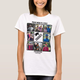 Custom Proud Mom of Year Graduation Photo Collage T-Shirt