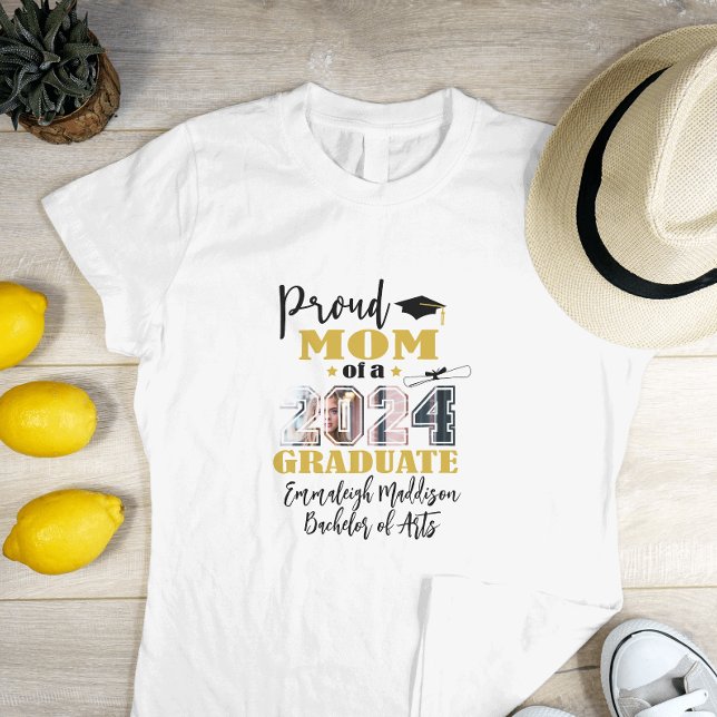 Custom Proud Mom Photo 2024 Graduate T-Shirt (Creator Uploaded)