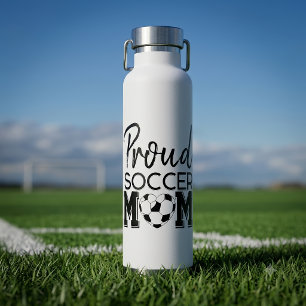 Custom Proud Soccer Mom Jersey Number Heart Water Bottle
