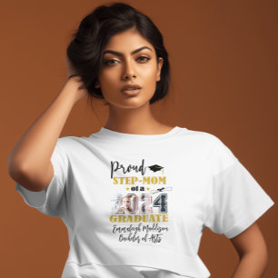 Custom Proud Step Mom Photo 2024 Graduate T-Shirt