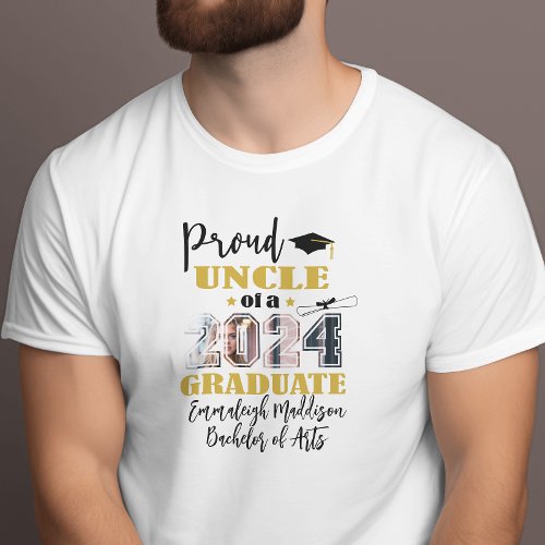 Custom Proud Uncle Photo 2024 Graduate T_Shirt