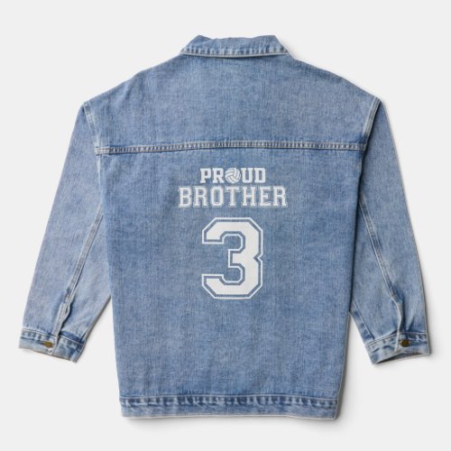 Custom Proud Volleyball Brother Number 3 Personali Denim Jacket