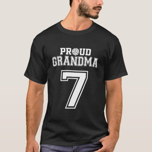 Custom Proud Volleyball Grandma Number 7 Personali T_Shirt