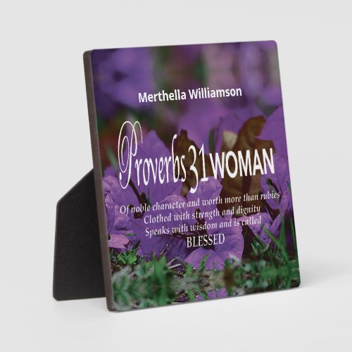 Custom PROVERBS 31 WOMAN Inspirational Floral Plaque