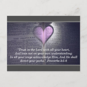 Custom Proverbs 3:5-6 Bible Verse Heart Trust God Postcard