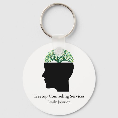 Custom Psychologist Therapy Tree Modern Counselor Keychain