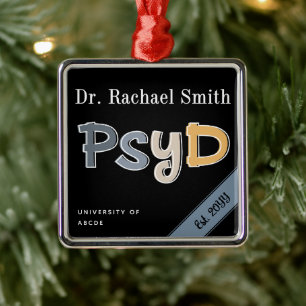 Custom PsyD Doctor of Psychology Graduation Chic Metal Ornament