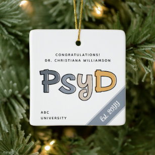 Custom PsyD Doctor of Psychology Psychologist Ceramic Ornament