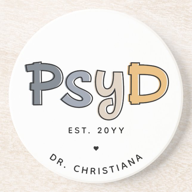 Custom PsyD Doctor of Psychology Psychologist Coaster (Front)