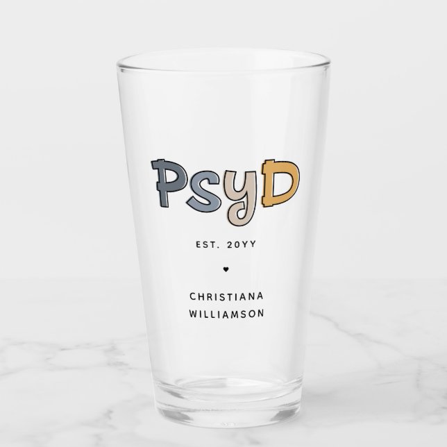 Custom PsyD Doctor of Psychology Psychologist Glass (Front)