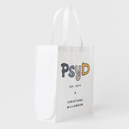 Custom PsyD Doctor of Psychology Psychologist Grocery Bag