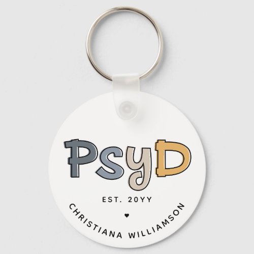 Custom PsyD Doctor of Psychology Psychologist Keychain