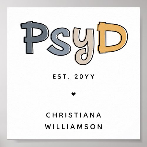 Custom PsyD Doctor of Psychology Psychologist Poster