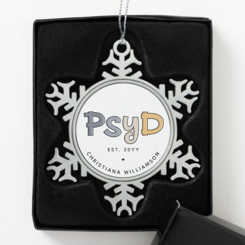 Custom PsyD Doctor of Psychology Psychologist Snowflake Pewter Christmas Ornament