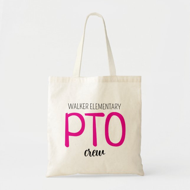 Custom PTO Crew Bag, Parent Teacher Organization T Tote Bag (Front)