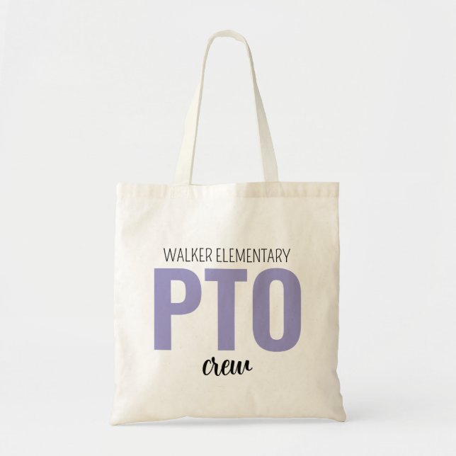 Custom PTO Crew Bag, Parent Teacher Organization T Tote Bag (Front)