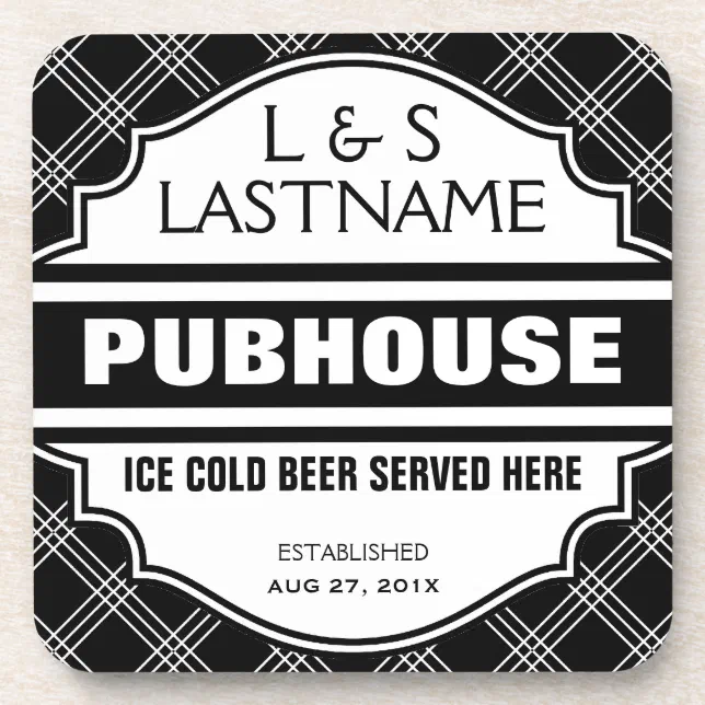 Custom Pubhouse Home Bar Beer Sign Coaster Zazzle