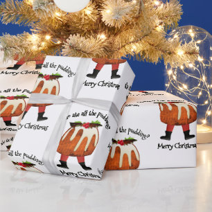 Custom Pudding Humor Merry Christmas Wrapping Paper