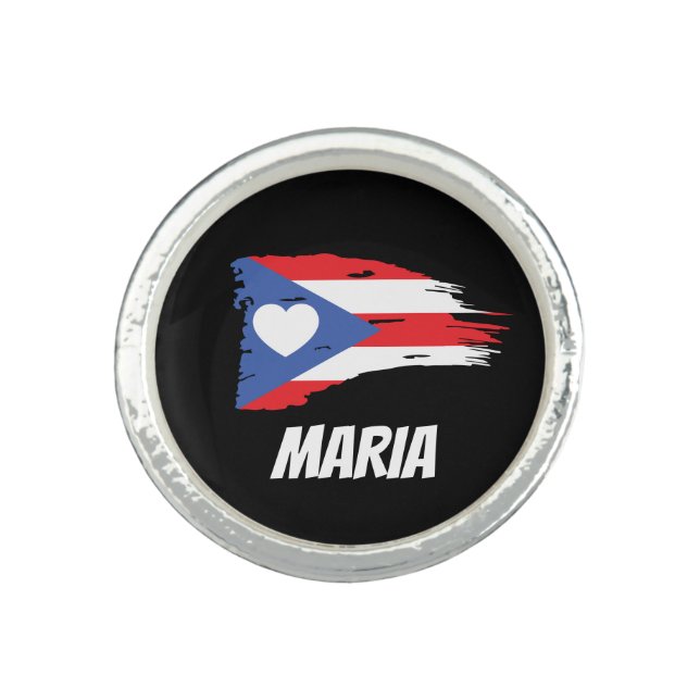 Custom Puerto Rican Girl Photo Ring (Front)