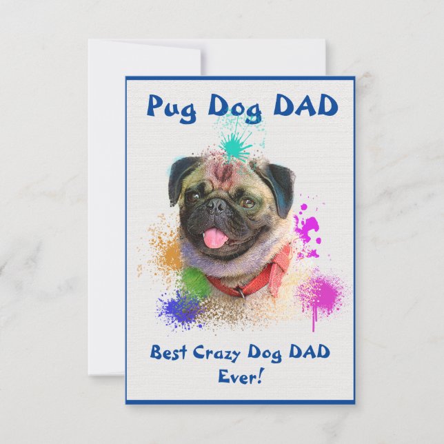 Custom Pug Dad Dog Best Crazy Dog Dad Digital Thank You Card (Front)