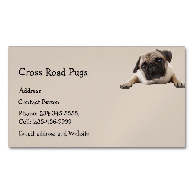 Custom  Pug Dog Pet Animal Logo Business Car Business Card Magnet (Front)