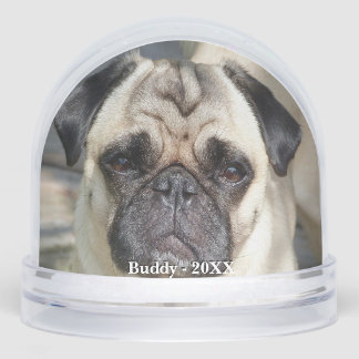 Custom Pug Dog Photo Snow Globe