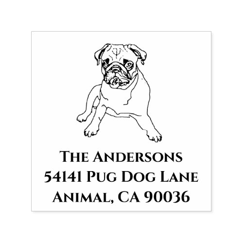 Custom Pug Dog Return Address Stamp