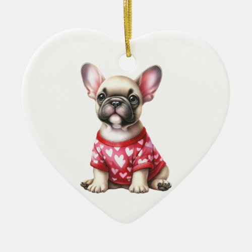 Custom Pug Dog Valentine Ceramic Ornament