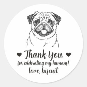 Custom Pug Dog Wedding Favor Stickers