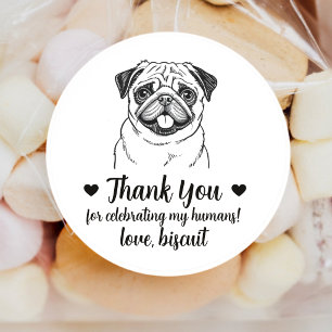 Custom Pug Dog Wedding Favor Stickers
