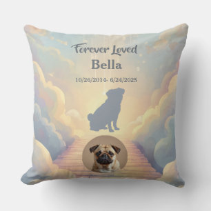 Custom Pug Memorial Pillow – Blue Rainbow Bridge
