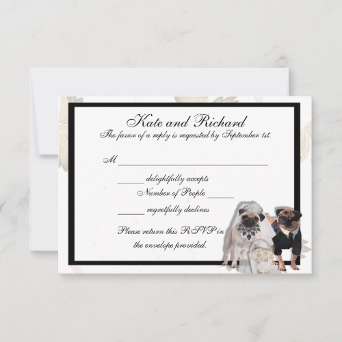 Custom Pug Wedding RSVP Cards