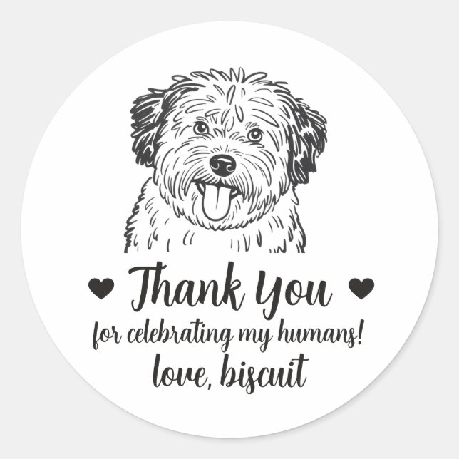 Custom Puli Dog Wedding Favor Stickers (Front)