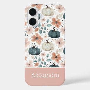 Custom Pumpkin and Flowers Fall Pattern  iPhone 16 Case