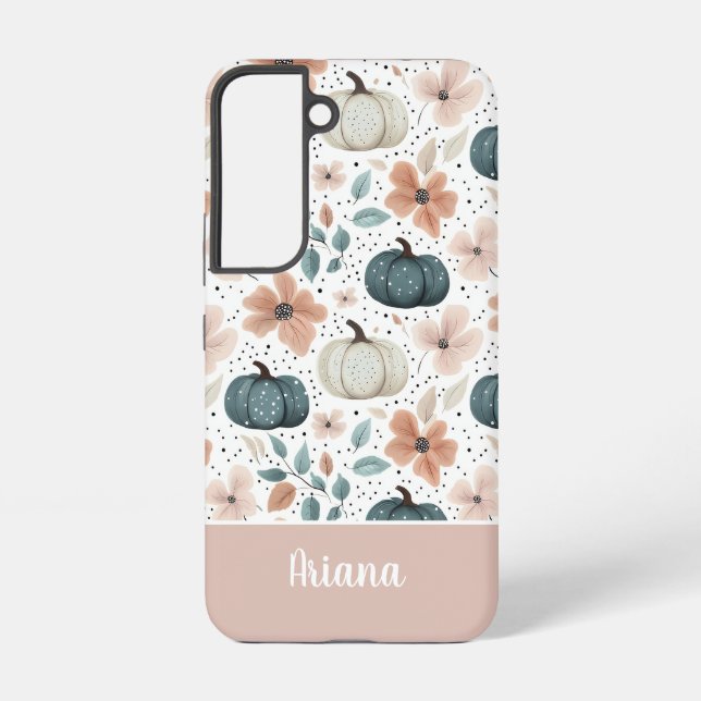 Custom Pumpkin and Flowers pattern  Samsung Galaxy Case (Back)