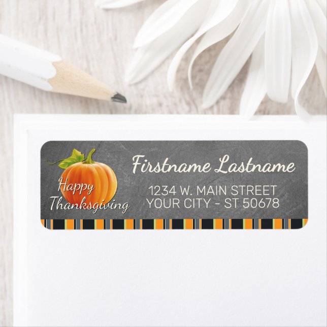 Custom Pumpkin Colorful Fun Stripes Pattern Label (Insitu)