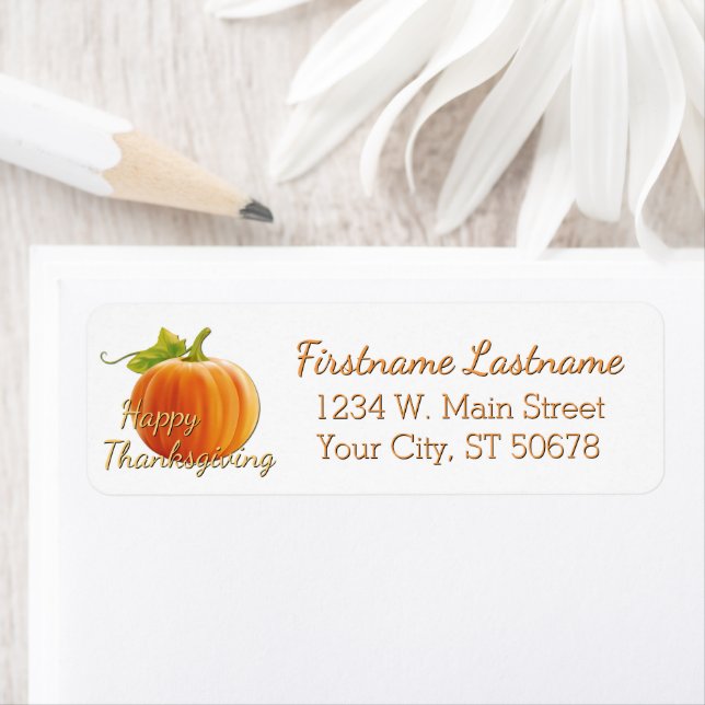Custom Pumpkin Happy Thanksgiving Label (Insitu)