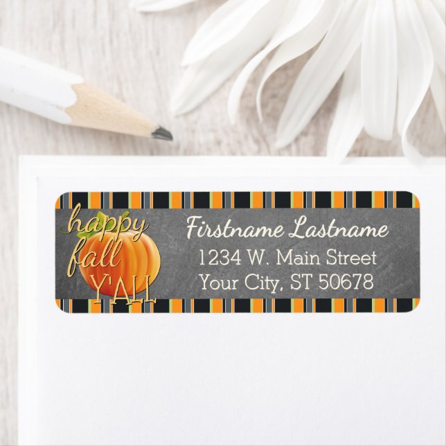 Custom Pumpkin Orange Green Stripes Pattern Label (Insitu)