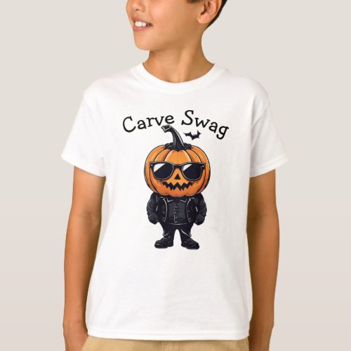 Custom Pumpkin Tee Cute Halloween Carve Swag kids T_Shirt
