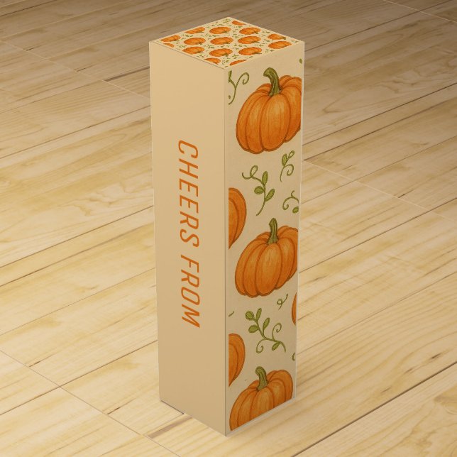 Custom Pumpkin Wine Gift Box – Halloween Fall Host (Back)