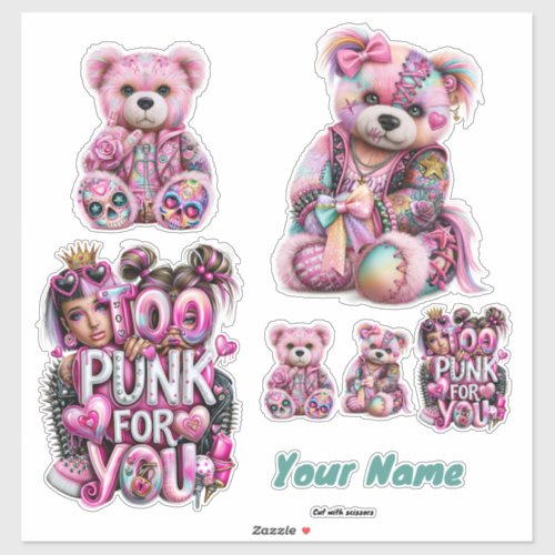Custom Punk Bear Sheet Sticker